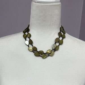 Olive green double-strand necklace 18 inches long